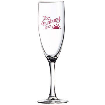 6 ounce champagne flute glass with custom imprint