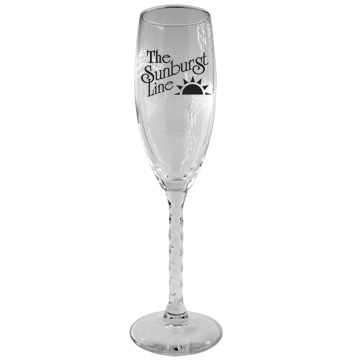 5.75 ounce twisted stem champagne flute glass with custom imprint