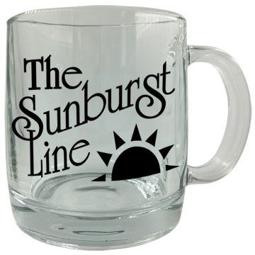 13 ounce glass mug with custom imprint
