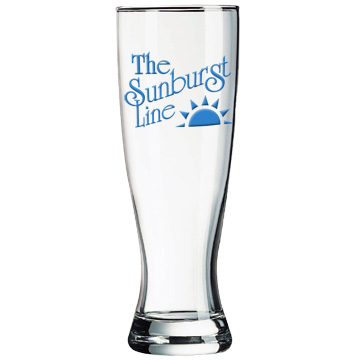 23 ounce pub pilsner beer glass with custom imprint