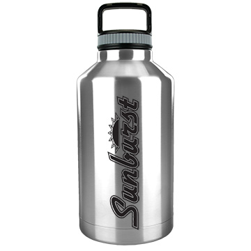 64 ounce stainless steel vacuum growler with custom imprint