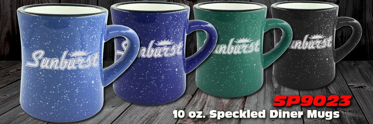 custom printed 10 oz. Speckled Diner Mugs
